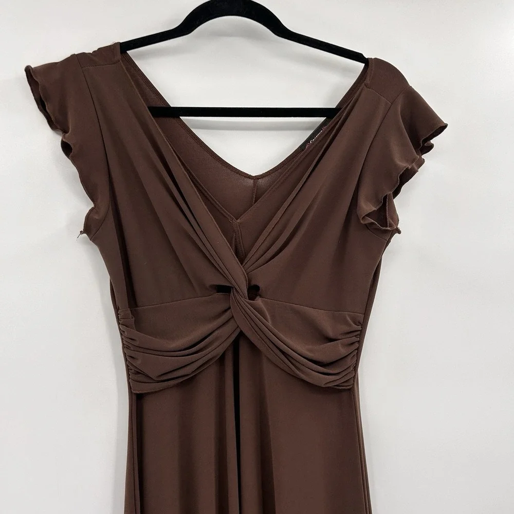 Vintage Cocomo Y2K Forest Fairy Babydoll Dress Size S Brown Asymmetric Flutter‎